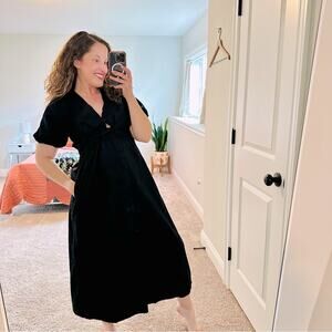 Derek Lam 10 Crosby Black Cotton Puff Sleeve Button Front Maxi Dress 4